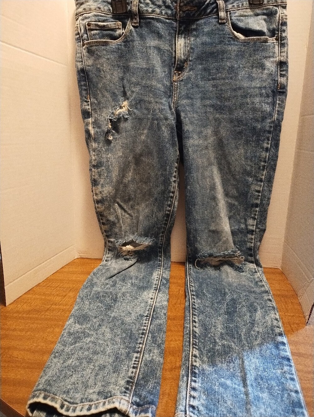 Refuge Light Blue Distressed Flare Jeans